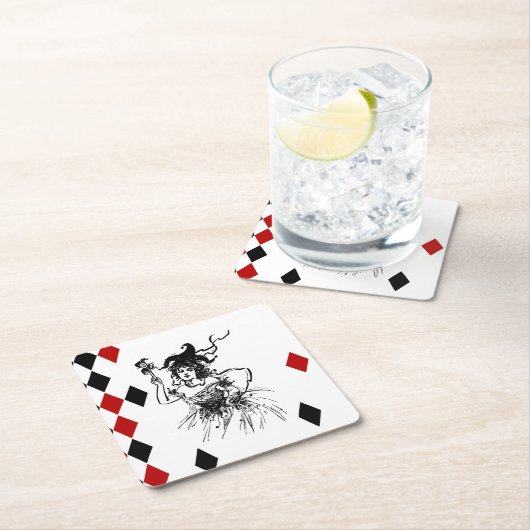 Vintage Jester Lady Kartonnen Onderzetters (Insitu)