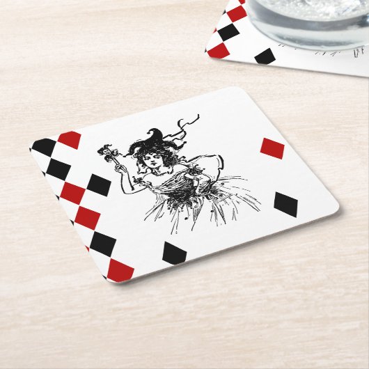 Vintage Jester Lady Kartonnen Onderzetters (Schuin)