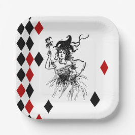 Vintage Jester Lady Papieren Bordje