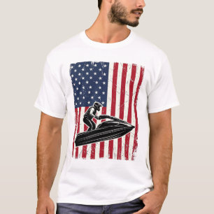 Vintage Jetski Amerikaanse Vlag Vector T-shirt Ont