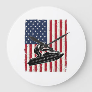 Vintage Jetski Amerikaanse Vlag Vector T-shirt Ont Grote Klok