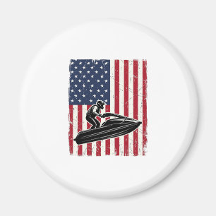 Vintage Jetski Amerikaanse Vlag Vector T-shirt Ont Magneet