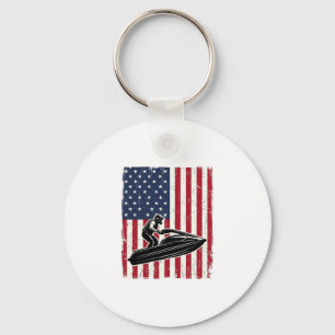 Vintage Jetski Amerikaanse Vlag Vector T-shirt Ont Sleutelhanger
