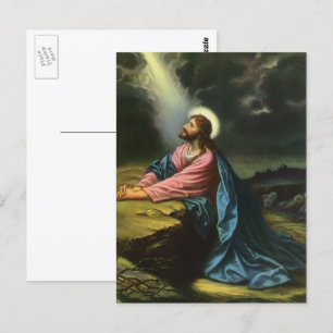 Vintage Jezus Christus bidt, tuin van Gethsemane Briefkaart