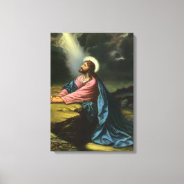 Vintage Jezus Christus bidt, tuin van Gethsemane Canvas Afdruk