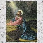 Vintage Jezus Christus bidt, tuin van Gethsemane Legpuzzel<br><div class="desc">illustratie van religieus design Christus in de tuin van Gethsemane door Heinrich Hofmann. Jezus Christus bidt in Gethsemane met een lange stromende sonde en bidt terwijl hij naar de hemel kijkt met een ster die naar beneden schijnt, is hij diep in gedachte en gebed. Gethsemane is een tuin aan de...</div>