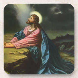 Vintage Jezus Christus bidt, tuin van Gethsemane Onderzetter
