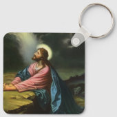 Vintage Jezus Christus bidt, tuin van Gethsemane Sleutelhanger (Achterkant)