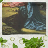 Vintage Jezus Christus bidt, tuin van Gethsemane Theedoek (Gevouwen)