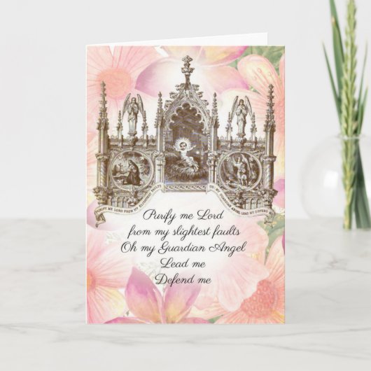 Vintage Jezus Guardian Angels Religieuze Gebed Kaart (Voorkant)