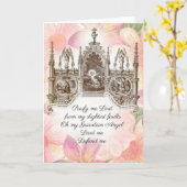 Vintage Jezus Guardian Angels Religieuze Gebed Kaart (Gele Bloem)