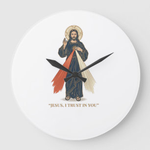 Vintage Jezus Ik Vertrouw Op Jou Religieus Vectoro Grote Klok