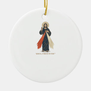 Vintage Jezus Ik Vertrouw Op Jou Religieus Vectoro Keramisch Ornament