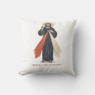 Vintage Jezus Ik Vertrouw Op Jou Religieus Vectoro Kussen