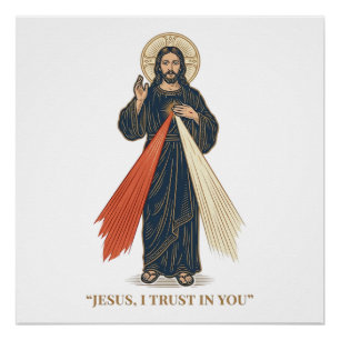 Vintage Jezus Ik Vertrouw Op Jou Religieus Vectoro Perfect Poster