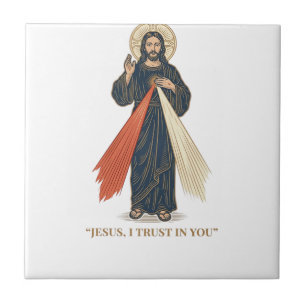Vintage Jezus Ik Vertrouw Op Jou Religieus Vectoro Tegeltje