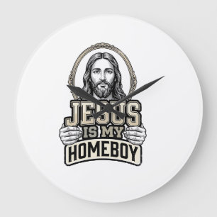 Vintage Jezus Is Mijn Huisgenoot Gegraveerd Vector Grote Klok