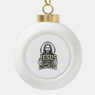 Vintage Jezus Is Mijn Huisgenoot Gegraveerd Vector Keramische Bal Ornament