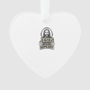 Vintage Jezus Is Mijn Huisgenoot Gegraveerd Vector Ornament