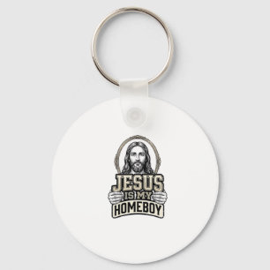 Vintage Jezus Is Mijn Huisgenoot Gegraveerd Vector Sleutelhanger