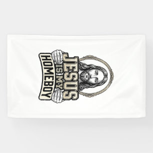 Vintage Jezus Is Mijn Huisgenoot Gegraveerd Vector Spandoek
