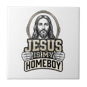 Vintage Jezus Is Mijn Huisgenoot Gegraveerd Vector Tegeltje