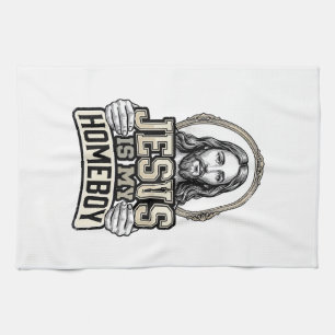 Vintage Jezus Is Mijn Huisgenoot Gegraveerd Vector Theedoek