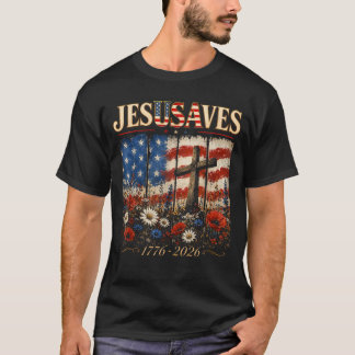 Vintage Jezus Jesusredt Redt VS 250 Jaar 1776 T-shirt