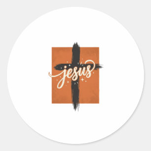Vintage Jezus Kruis Christelijk T-shirt Ontwerp_1 Ronde Sticker