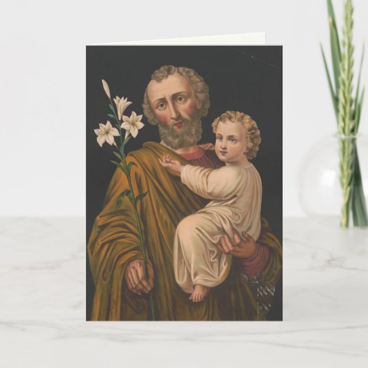 Vintage Jezus & St. Joseph Christelijk Feestdagen Kaart (Voorkant)