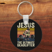 Vintage Jezus Ultimate Deadlifter Funny Christus Sleutelhanger (Voorkant)