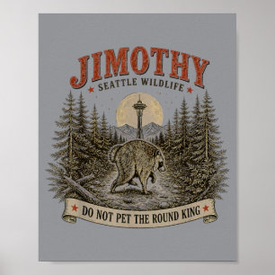 Vintage Jimothy Wasbeer Grappige Jimothy Uit Seatt Poster