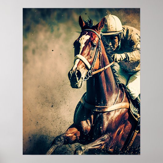 Vintage Jockey Horse Racing Poster (Voorkant)