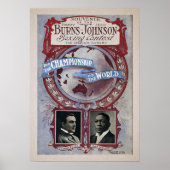 Vintage Johnson Burns Fight Souvenir Poster (Voorkant)