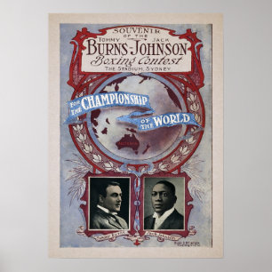 Vintage Johnson Burns Fight Souvenir Poster