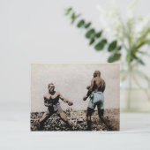 Vintage Johnson VS Jeffries Fight Briefkaart (Staand voorkant)