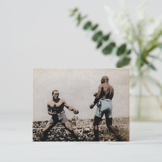 Vintage Johnson VS Jeffries Fight Briefkaart (Staand voorkant)