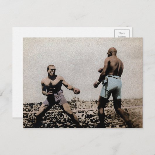 Vintage Johnson VS Jeffries Fight Briefkaart (Voorkant / Achterkant)