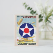 Vintage Join The Air Service Learn Postcard Briefkaart (Staand voorkant)