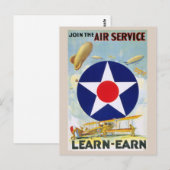 Vintage Join The Air Service Learn Postcard Briefkaart (Voorkant / Achterkant)