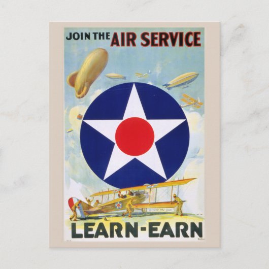 Vintage Join The Air Service Learn Postcard Briefkaart (Voorkant)