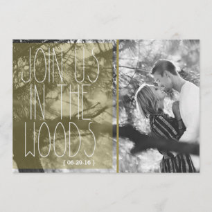 Vintage Join Us In The Woods Trouwfoto Foto Kaart