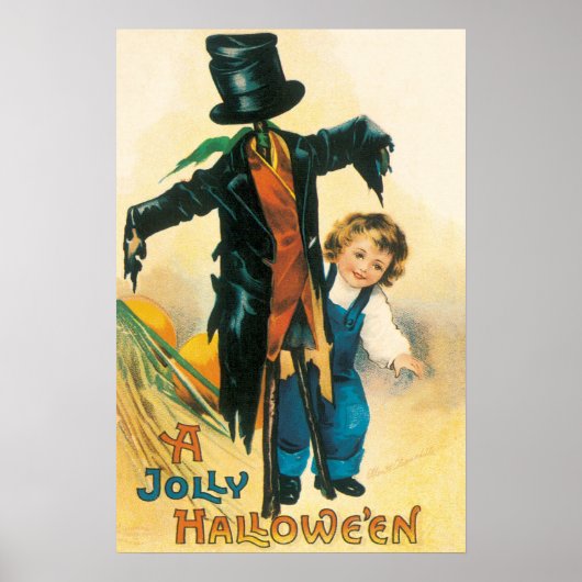 Vintage Jolly Halloween Scarecrow Ellen Clapsaddle Poster (Voorkant)