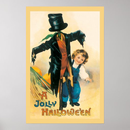 Vintage Jolly Halloween Scarecrow Ellen Clapsaddle Poster (Voorkant)