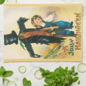 Vintage Jolly Halloween Scarecrow Ellen Clapsaddle Theedoek (Gevouwen)