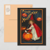 Vintage Jolly Halloween Witch Briefkaart (Voorkant / Achterkant)