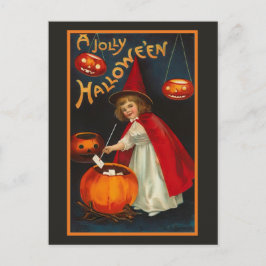Vintage Jolly Halloween Witch Briefkaart