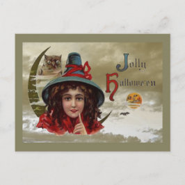 Vintage Jolly Halloween Witch Briefkaart