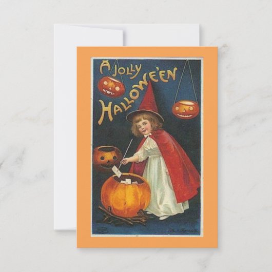 Vintage Jolly Halloween Witch en Pumpkins (Voorkant)