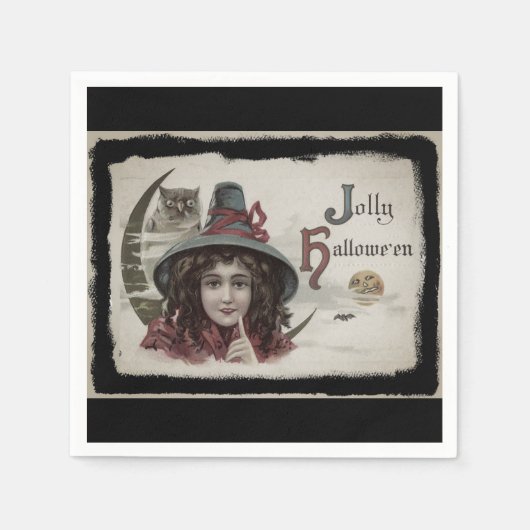 Vintage Jolly Halloween Witch Servet (Voorkant)